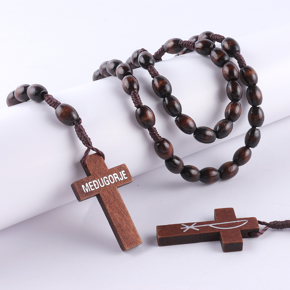 Collana Rosario Battesimale 2 Pezzi: Ciondolo Croce In Cristallo E Lega, Gioiello Di Preghiera Colorato E Rosa