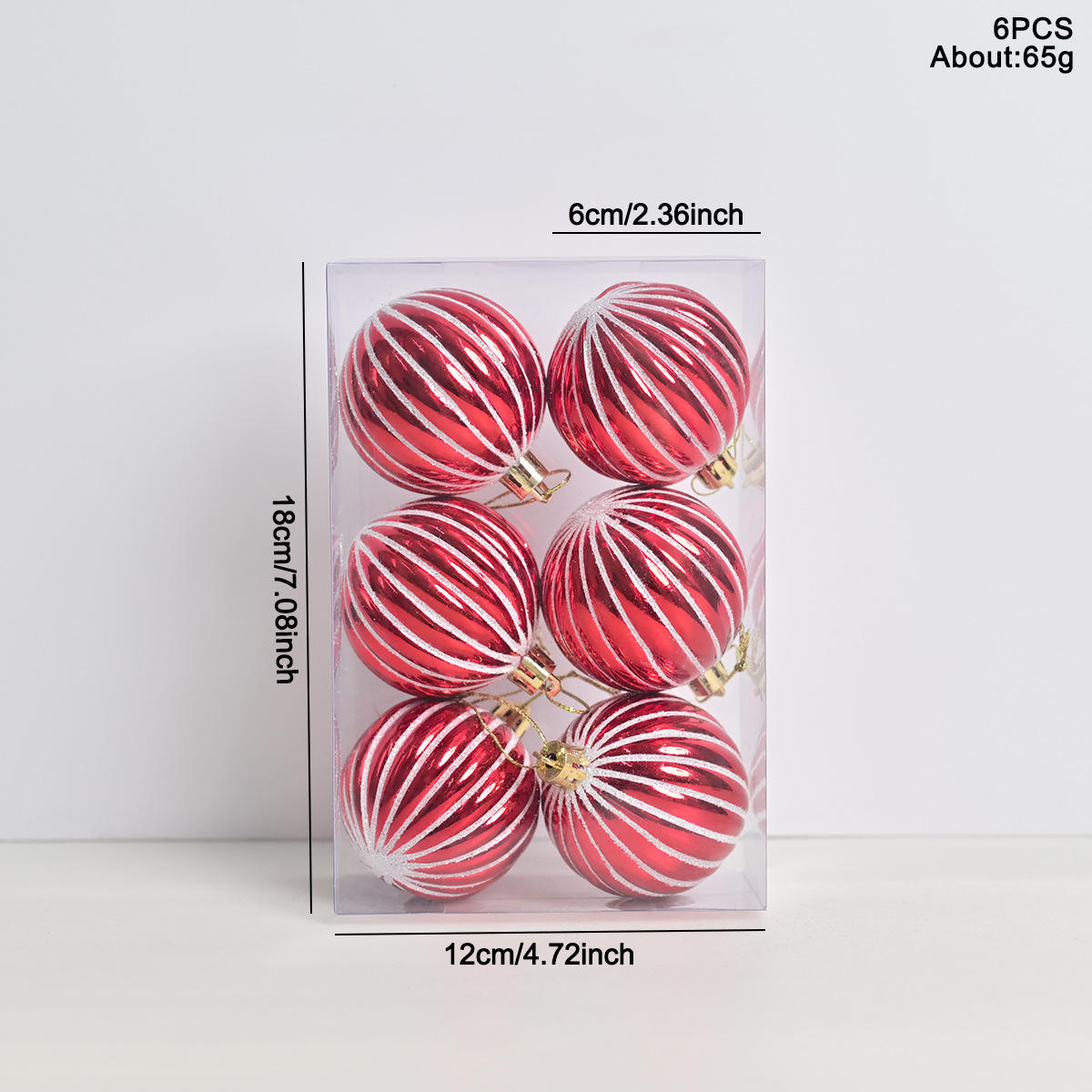 6-6ชิ้น-ลูกบอลกลิตเตอร์ทาสีด้วยมือ-ลวดลายฟักทอง-สีแดง