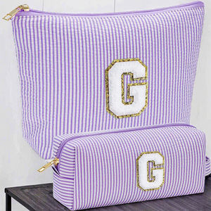 Bolsa de Maquillaje Impermeable de Poliéster con Diseño Estético de 26 Letras del Alfabeto, Multifuncional, para Viaje, con Cierre, Talla Grande para Mujer - Product Image 3