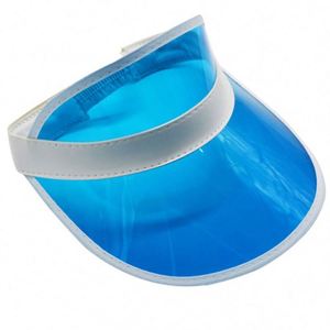 Custom Promotion Blue Plastic Fashion <b>Women</b> With Leather Sun Printing Transparent Protection Daily Wear Pvc Visor <b>Hat</b> - Product Image 2