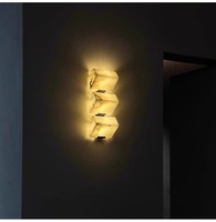 Lámpara de pared de dormitorio de diseño moderno de lujo, candelabro de pared de fondo de mármol de alabastro Simple con control remoto de luz LED