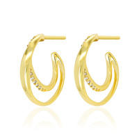 Boucles d'oreilles créoles simples en zircon SY, en argent sterling 925 plaqué rhodium, modernes, pour femme, idéales pour fiançailles, mariage et soirées