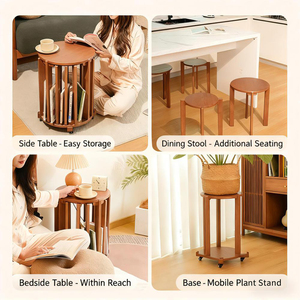 סט שרפרף במבוק מותאם אישית של 4 כיסאות עגולים - Product Image 6