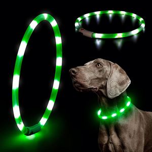 Pet <b>Dog</b> PVC LED Light-Emitting Simple Feather Collar USB Rechargeable Multi-Mode Adjustable Length <b>Button</b> Closure Anti-Loss - Product Image 3