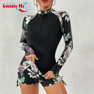 Custom 2023 Surf Rash Guard Long Sleeve Swimwear Women Piece Swimsuit Rash Guard