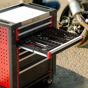 Kinbox - Coffret à outils amélioré à 7 tiroirs, 185 pièces, atelier automobile, armoire en acier, boîte à outils roulante industrielle - Product Image 2