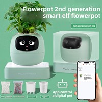 Pot de fleurs intelligent avec capteur, écran OLED, alimentation par batterie/USB, contrôlé via l'application Tuya, doté de fonctions émotionnelles interactives
