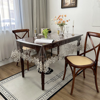 Nappe rectangulaire transparente en PVC, imperméable, résistante à l'huile, sans lavage nécessaire, motif géométrique, style coréen