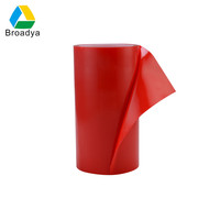 Ruban adhésif double face en polyester rouge résistant à la chaleur, colle transparente, ruban adhésif double face en PET pour la lamination industrielle