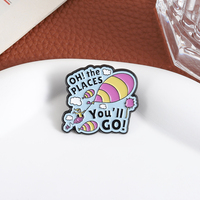 OH les endroits où vous irez ! Épingles en émail, broches et badges de revers sur le thème des contes illustrés anglais sur la croissance, avec motifs ballons et avions, bijoux, cadeau pour enfant