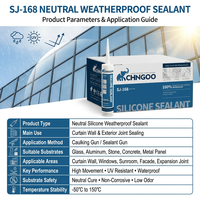 CHNGOO SJ-168 Mastic silicone neutre résistant aux intempéries pour joints de fenêtres, portes, murs-rideaux et façades vitrées – Fourniture OEM