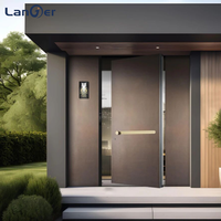 Porte pivotante en bois de teck massif de luxe moderne personnalisée pour l'intérieur Porte d'entrée finie de sécurité pour l'extérieur coulissant avant de la maison