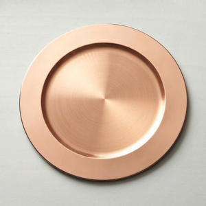 Assiette de Présentation Minimaliste en Cuivre Pur Poli Écologique, Base de Présentation de Vaisselle Lisse Satinée, Luxe pour Événements de Restauration Fine - Product Image 1