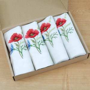 Serviettes en lin blanc brodées avec monogramme, serviettes en coton et lin à ourlet festonné, mouchoirs en tissu, nappes individuelles pour mariage - Product Image 4