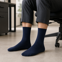 Chaussettes habillées en bambou pour hommes, mi-mollet, anti-humidité, tricot fines côtes, pour affaires, marque privée, OEM