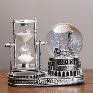 Eiffel Tower Crystal Ball Hourglass Desk Ornament Lighted Birthday Gift Resin <b>Decorative</b> Item Single Piece Package - Product Image 2