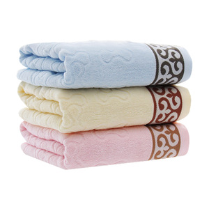 Bath Towel 70x140 Cm Fluffy Cotton Rectangle Yellow Pink Blue Machine Washable - Product Image 4