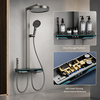 En gros Ensemble de douche intelligent LED gris anthracite avec fonction massage lombaire, mural apparent, affichage numérique et douchette à main en laiton