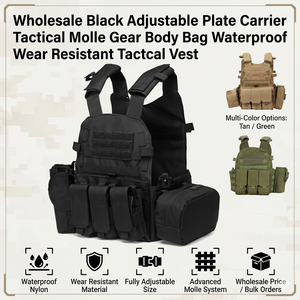Chaleco Táctico Portaplacas de Alta Resistencia con Múltiples Bolsillos, Correas Acolchadas Ajustables y Sistema Molle en el Pecho, Impermeable y Resistente al Desgaste - Product Image 1