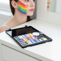 Peinture pour le visage et le corps à base d'eau, 16 couleurs arc-en-ciel, avec 6 gels pailletés, kit pour Halloween, cosplay, fête, maquillage de scène