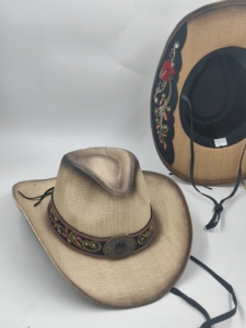 Chapeau de cowboy en paille personnalisable en gros, bord pliable, respirant, confortable, toutes saisons, unisexe, pour le ski, la pêche, la peinture - Product Image 4
