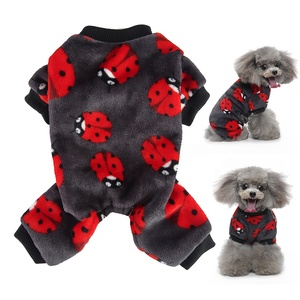 Chất lượng cao XS Dog Jumper dễ thương <span class=keywords><strong>Ladybug</strong></span> in ấn thiết kế mềm <span class=keywords><strong>Fleece</strong></span> 4 chân Overalls Pet mùa đông trong nhà Áo sơ mi kích thước nhỏ - Product Image 1