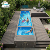 Piscine hors sol en fibre de verre de 20 pieds ou 40 pieds, avec jacuzzi et spa, pour la famille, au design mosaïque de jardin, idéale pour les centres de villégiature haut de gamme.