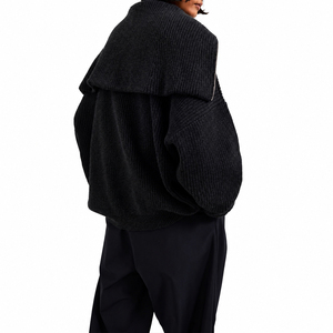 <span class=keywords><strong>Pull</strong></span> en maille surdimensionné pour <span class=keywords><strong>femme</strong></span>, col marin, demi-zip, en mélange de coton, côtelé, épais, style pêcheur, personnalisé, vente en gros - Product Image 6