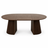 Table à manger contemporaine sur piétement, design de base cannelé, plateau extensible pour la décoration de salle à manger, très vendue, succès commercial