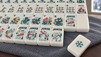 Jeu de Mahjong Américain de Luxe avec Tuiles de Noël, Thème Hiver Ski et Ours Polaire, Gravé sur Mesure, pour Soirée de Jeu, Fête en Cabane et Cadeau