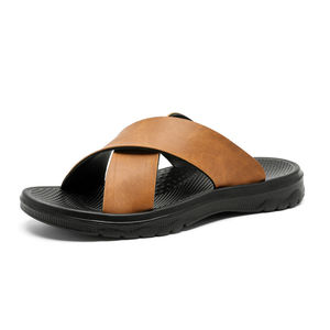2026 Factory Wholesale Light Weight Casual Slides Slippers High Quality Summer Men's <b>Shoes</b> Outdoor beach <b>soft</b> leather sandals - Product Image 3