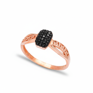 Diseño de símbolo de llave griega de piedra CZ negra, venta al por mayor, joyería fina de plata 925 hecha a mano turca para mujeres - Product Image 2