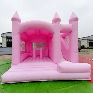 Commercial <b>inflatable</b> pink castle bounce house with slide for outdoor party chateau gonflable de mariage - Product Image 1