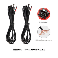 Connecteur d'alimentation mâle DC 5,5*2,1 mm avec fil nu dénudé 18AWG 150CM pour caméra solaire 4G