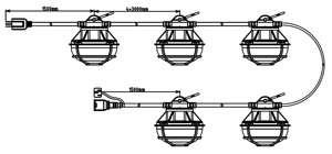 50ft Construction String Light 65w 8000lumen Led String <strong>Temporary</strong> Work Light Outdoor <strong>Lighting</strong> with 5 Bulbs - Product Image 4
