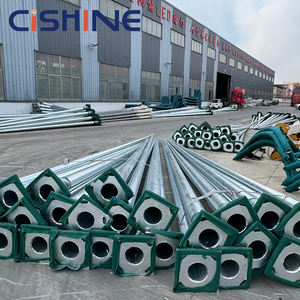 עמוד תאורת רחוב מסחרי סולארי מפלדה מגולוונת, בצורת מתומן/חרוטי, בגובה 9 מטר, עם זרוע אחת/זוג זרועות, מתוצרת מפעל מקצועי. - Product Image 4