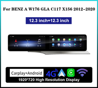 Estéreo para Auto Android de 24.6'' con Pantalla Doble para Benz A W176 CLA C117 GLA X156, Reproductor Multimedia de Navegación Android, Radio y Unidad Principal para Coche