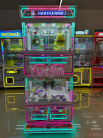 Havefun Machine à griffes combinée à LED, à monnayeur, pour jeux à prix et distributeur de bonbons, adaptée aux enfants