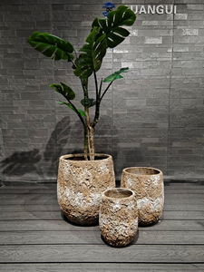 2026Factory Price Vintage Europe Design Fiber Cement Flower <b>Pots</b> Eco-Friendly Waterproof Floor & Shopping Mall Use Drainage Hole - Product Image 5