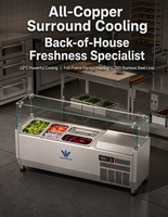Table de préparation réfrigérée commerciale en acier inoxydable pour salades et sandwichs, station de préparation de condiments pour restaurants et pizzerias