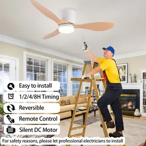 DCモーター52インチ大風量天井ファンLEDライトリモコン付きキッチンベッドルームダイニングルームパティオ - Product Image 6