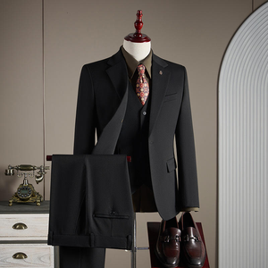 Ensemble de <span class=keywords><strong>3</strong></span> pièces de costume pour hommes grande taille, blazer à simple boutonnage, coupe ajustée, pour occasions formelles, bal, bureau, mariage, quotidien - Product Image 1