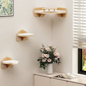 ไม้เนื้อแข็ง DIY ติดผนังโครงรังนกสำหรับแมวปีนเขาของเล่นบันไดสำหรับเตียงสัตว์เลี้ยง - Product Image 5