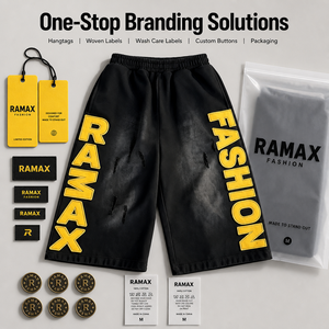 Shorts Bermuda Homme RAMAX Streetwear en Coton Épais avec Taille Élastique, Imprimé Lettres Tendance, Noir Respirant, Décontracté - Product Image 4