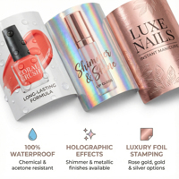 Étiquettes de flacons de vernis à ongles résistantes aux produits chimiques |   Autocollants en vinyle holographique personnalisés pour vernis gel et poudre acrylique