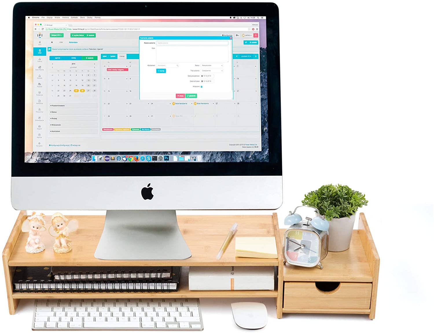 2 Tier Desktop Organizer Set for Home Office - Bamboo Wood