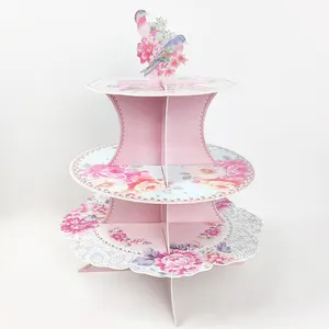 Vintage Oriental Style Double Sided 3 Tiers Floral Cake Stand Sandwich cake Stand Wedding Birthday Baby Shower Party Decoration