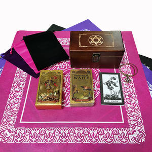 批发塔罗牌木盒塔罗牌套装带桌布防水PVC金箔卡片棋盘游戏塔罗牌带说明书 - Product Image 3