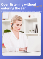 Headset Nirkabel V5.5 dengan Pengait Telinga, Layar LED Digital Penunjuk Daya, Peredam Kebisingan ENC, Pengisian Daya Tipe-C, untuk Panggilan Bisnis