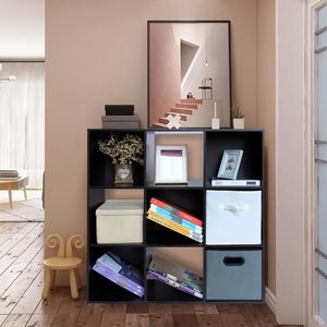 Wooden Storage <strong>Cubes</strong> Bookcase <strong>Unit</strong> <strong>Shelf</strong> Closet Cabinet DVD Rack Bookshelf File Organizer Rack Dark Brown 9 <strong>Cube</strong> - Product Image 4